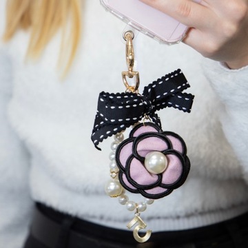 КУЛОН QUICK BEADS КУЛОН ДЛЯ ЧЕХОЛА ДЛЯ ТЕЛЕФОНА РОЗОВАЯ РОЗА С ЖЕМЧУГОМ