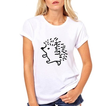 T-SHIRT KOSZULKA DAMSKA Z NADRUKIEM JEŻYK L