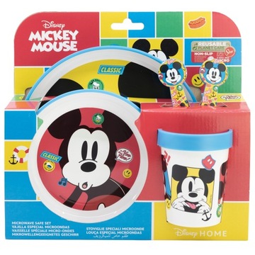 TALERZE KUBEK SZTUĆCE MYSZKA MICKEY ANTYPOŚLIZGOWE