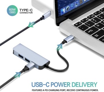 ХАБ USB-C -> HDMI 2xUSB 3.0 PD THUNDERBOLT MacBook M1 АДАПТЕР СТАНЦИЯ 4в1