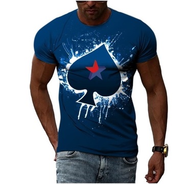 MODNY T-SHIRT MĘSKI KOSZULKA 3D Z NADRUKIEM WZORY, L