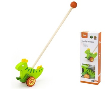 DREWNIANY DINOZAUR PCHACZ NA KIJU VIGA TOYS ZWIERZĄTKO