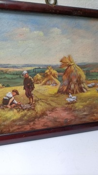 Бенислав Сокиранский, миниатюра, сцена в поле, дети, масло