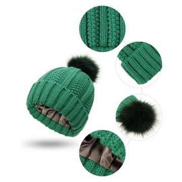 PIĘKNY CIEPŁA ZIMOWY CZAPKA Beanie DwuwarstwowaM/L