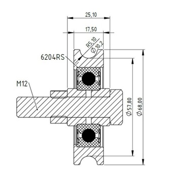 Ролик для кабеля 10мм (68х17,5 мм) М12