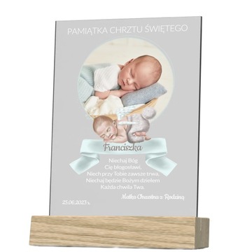 PREZENT NA CHRZEST pamiątka statuetka ze zdjęciem