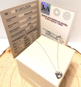 ZŁOTA CELEBRYTKA SERCE Z BRYLANTEM 375 9K/1,41G