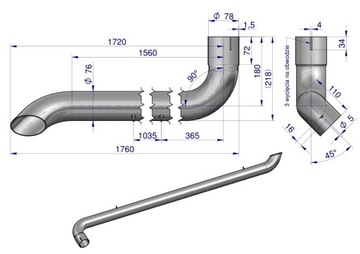 Глушитель выхлопной трубы inox AL164277 John Deere WARYŃSKI [AL155688.1W]