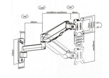 КРЕПЛЕНИЕ ДЛЯ LED/ЖК-ТЕЛЕВИЗА 17–32 ДЮЙМОВ С ГАЗОВОЙ ПРУЖИНОЙ