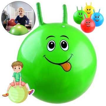 PIŁKA DO SKAKANIA DLA DZIECI GUMOWA MOCNA Z USZAMI ZIELONA Ø 42cm SKOCZEK