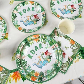 Одноразовая посуда на тему динозавра, украшение на день рождения
