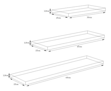 КОМПЛЕКТ НАСТЕННЫХ МЕБЕЛЬНЫХ ПОЛОК, КАМЕННЫЙ ДУБ СО ШПИЛЬКАМИ