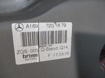 MECHANIZMUS OKNO PRAVÝ PŘEDNÍ MERCEDES W169 2.0 CDI A1697201879