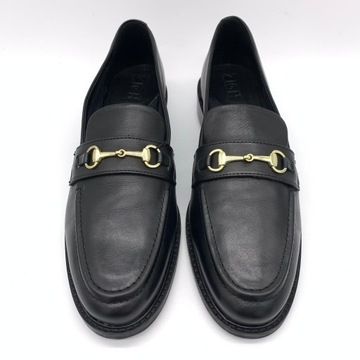 Buty męskie skórzane mokasyny eleganckie półbuty czarne ZIGN rozmiar 43