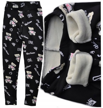 Legginsy OCIEPLANE dziewczęce ciepłe GETRY termo futro POLAR 122-128