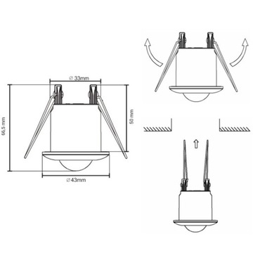 ДАТЧИК ДВИЖЕНИЯ ПОТОЛОЧНЫЙ PIR-ДАТЧИК СКРЫТОГО МОНТАЖА СВЕТОДИОДНЫЙ МИНИ-ПОТОЛОЧНЫЙ ДАТЧИК Ø6M 360°