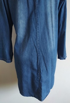 L/XL 42/44 damska tunika jeansowa sukienka koszulowa jeans stójka rękaw 3/4