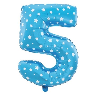 Balon Foliowy Cyfra 5 Niebieska w Gwiazdki 100cm