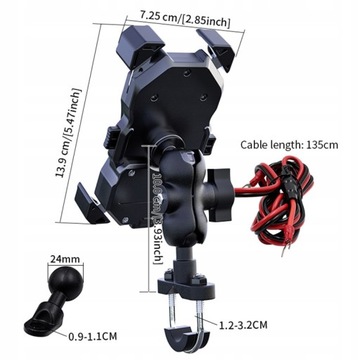 ИНДУКЦИОННОЕ ЗАРЯДНОЕ УСТРОЙСТВО ДЛЯ МОТОЦИКЛА QI QC3.0 ДЕРЖАТЕЛЬ ДЛЯ ТЕЛЕФОНА ЦЕЛЬНЫЙ МЕТАЛЛ