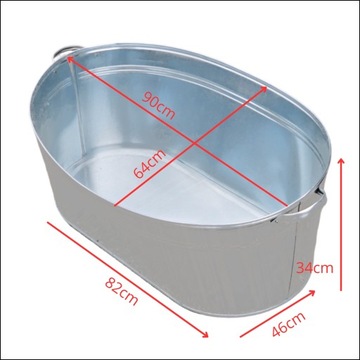 Большая овальная металлическая чаша для ванны из оцинкованного листового металла, 120л, ВАННА