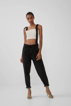 ZARA DWUKOLOROWY MARSZCZONY TOP (XS)