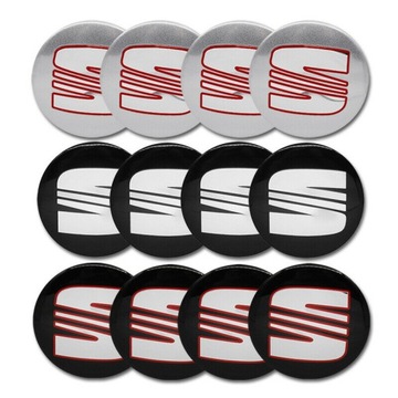 SEAT LOGO NAKLEJKA EMBLEMAT 90mm ALUMINIOWY 4szt