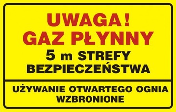 Uwaga! Gaz płynny znak 35x55 płyta PCV