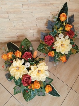 НАБОР украшений для могилы на кладбище, букет цветов