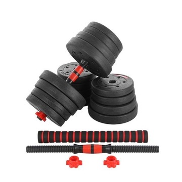 SZTANGIELKI 2 SZT. + SZTANGA ZESTAW 2W1 KOMPOZYT 20 KG SGP20 HMS