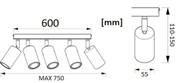 РЕГУЛИРУЕМЫЙ ПОТОЛОЧНЫЙ СВЕТИЛЬНИК EYE SPOT TUBA GOLD 5XGU10 75см $%%