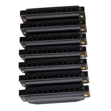 Zestaw harmonijki ustnej Deluxe 7 elementów G, A, Bb, C, D, E, F, pakiet