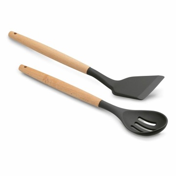 Набор из 11 КУХОННЫХ АКСЕССУАРОВ СИЛИКОНОВАЯ посуда с деревянной ручкой