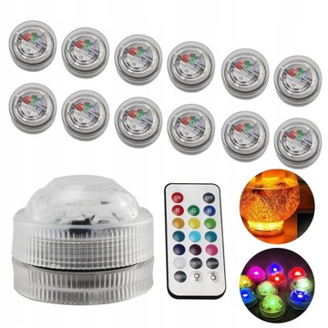 12x LAMPA BASENOWA LED PODWODNE RGB PILOT ŚWIATŁA