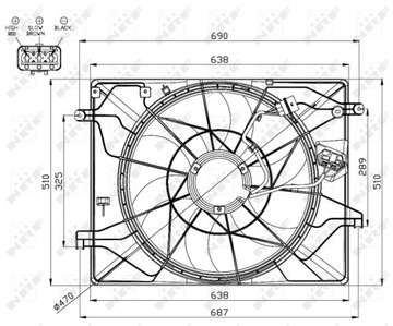 VENTILÁTOR CHLADIČŮ MOTORU HYUNDAI GENESIS 3.8