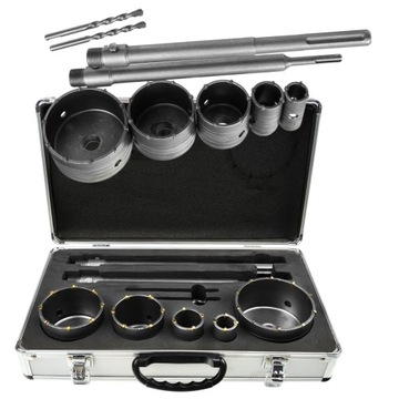 НАБОР КОРОНОЧНЫХ ПИЛОВ ДЛЯ БЕТОННЫХ СТЕН 9 шт.