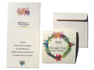 FIRMOWE BIZNESOWE KARTKI ŚWIĄTECZNE Boże Narodzenie KWADRATOWE + LOGO + KOP