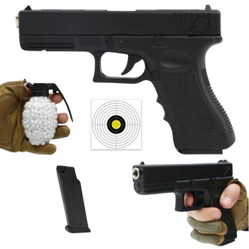 PISTOLET NA KULKI REPLIKA IMITACJA BRONI GLOCK 17 ASG + 800 KULEK GRATIS
