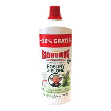 NAWÓZ W PŁYNIE BIOHUMUS Rośliny zielone 1L+ 20%