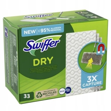 SWIFFER SUCHE ŚCIERKI WKŁAD ZAPAS DO MOPA 33 SZT MAGNES NA SIERŚĆ KURZ