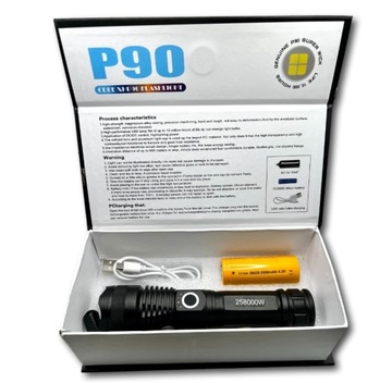 XHP90 ТАКТИЧЕСКИЙ МОЩНЫЙ СВЕТОДИОДНЫЙ ЗУМ USB-ФОНАРИК