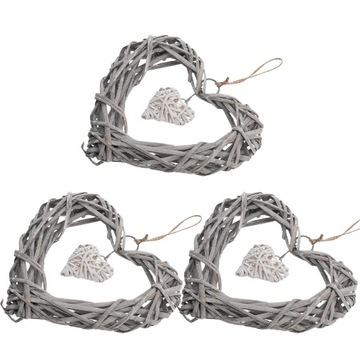 3 szt. Wiklinowy wieniec serca Wiszący wieniec dla