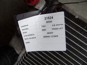 BMW 7 E65 3,6B 272KM CHLADIČ VODY