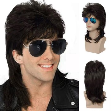 PERUKA lata 80 90 RETRO ITALO DISCO MĘSKA WŁOSY PRZEBRANIE STRÓJ DRESIARZ