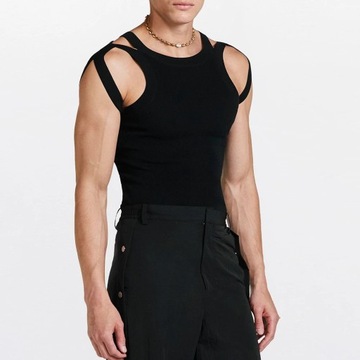 Fashion Streetwear Men Summer Sleeveless Solid Tan
