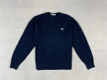 Lacoste sweter męski logo szeroki klasyk v-neck L