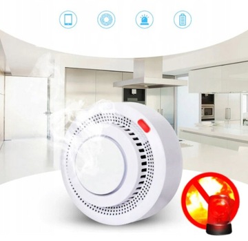 Inteligentny Mini czujnik sensor dymu pożaru alarm ZigBee TUYA Smart