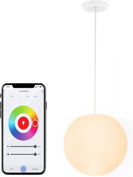 Lampa wisząca sufitowa integralna LED RGB-W ściemnialna kula