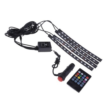 Pasek neonowy RGB LED do wnętrza samochodu Bluetooth Lampka kontrolna aplikacji telefonu