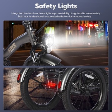 Rower trójkołowy Fafrees 3-kołowy dla dorosłych, Rower elektryczny F20 Mate, 25 km/h