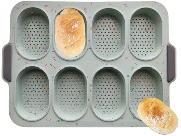 DUŻA SILIKONOWA FORMA DO PIECZENIA 8 BUŁEK BLACHA PERFOROWANA NON-STICK